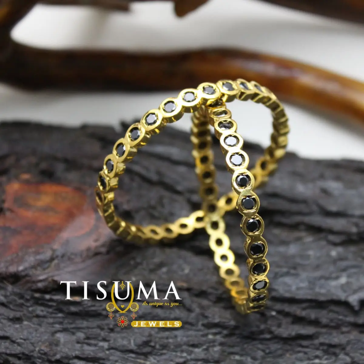 Black Stone Sleek Bangles